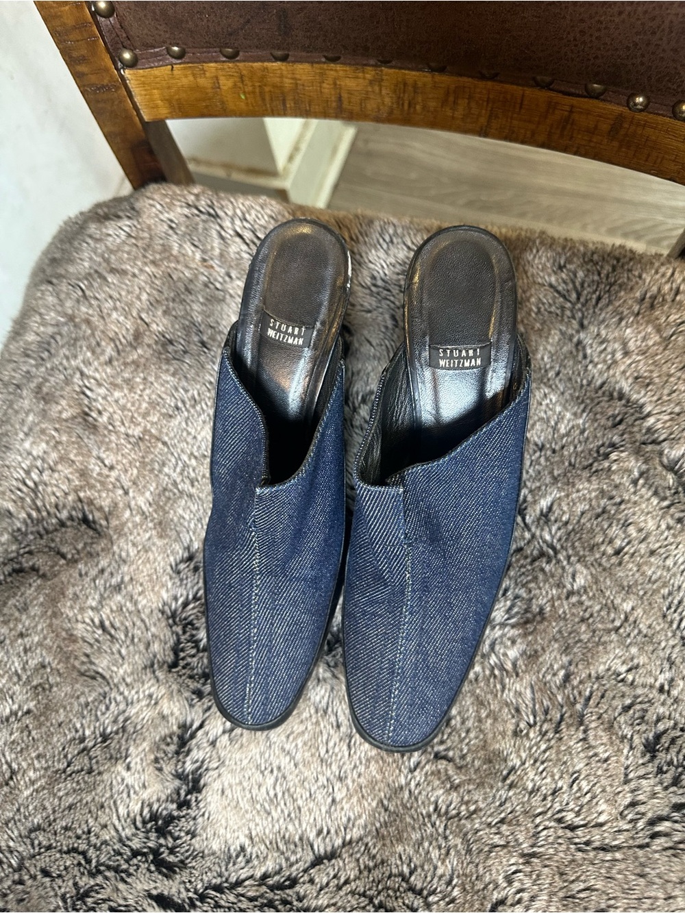 Stuart Weitzman RARE Denim Mule Heel Shoes, Size 6.5 - Picture 8 of 8